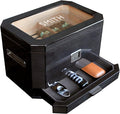 CASE ELEGANCE Monogrammed Octodor Large Black Piano Finish Glass Top Cedar Humidor with Digital Hygrometer, Humidification System, and Accessory Drawer - Holds (50-100 Cigars) by CASEELEGANCE