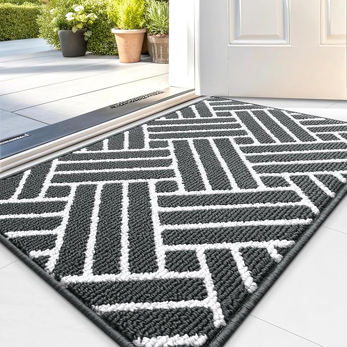 OLANLY Indoor Door Mat, 36x24 Inch, Dirt Resistant and Absorbent, Non-Slip Rubber Backing Floor Mats, Easy Clean Low-Profile Doormat for Entryway, Front Door, and Inside Entrance, Charcoal by OLANLY
