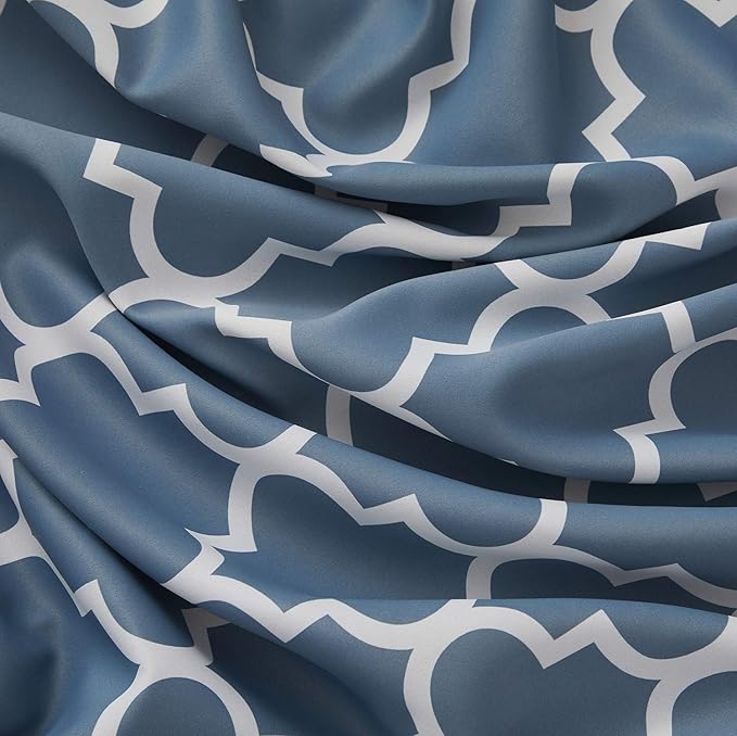 HLC.ME Lattice Print Decorative Blackout Thermal Insulated Privacy Room Darkening Grommet Window Drapes Curtain Panels for Bedroom - Dusty Blue - Set of 2-52 x 84 Inch Length - Image 7