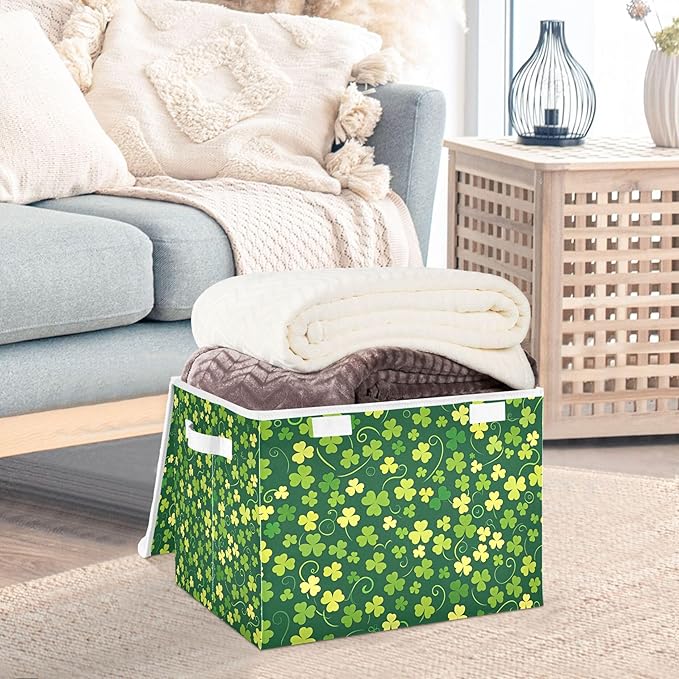 xigua St. Patrick's Day Storage Bins with Lids and Carrying Handle,Foldable Storage Boxes Organizer Containers Baskets Cube with Cover for Home Bedroom Closet Office - Image 5