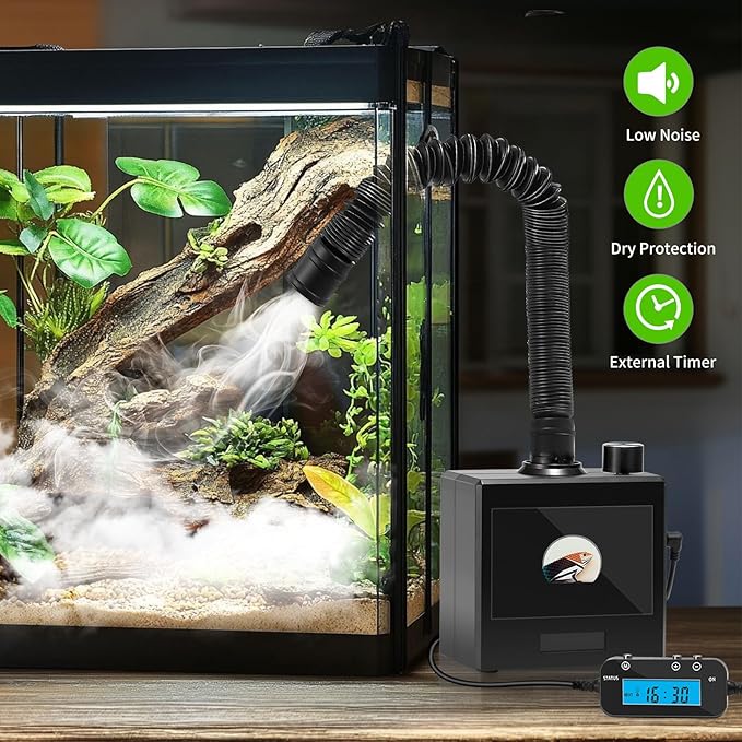 Reptile Fogger Humidifier for Glass Terrariums, Auto-Refill Misting System with Timer, Suitable for Reptiles/Amphibians/Grow Tents - Image 2