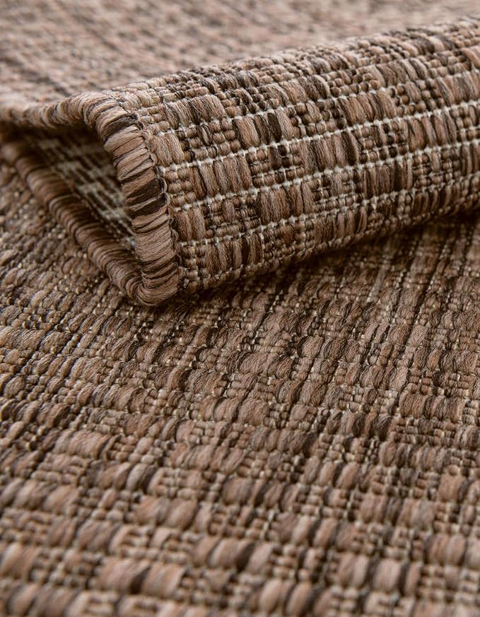 Unique Loom Outdoor Solid Collection Area Rug (2' 7" x 10' Runner Light Brown/Ivory) - Image 6