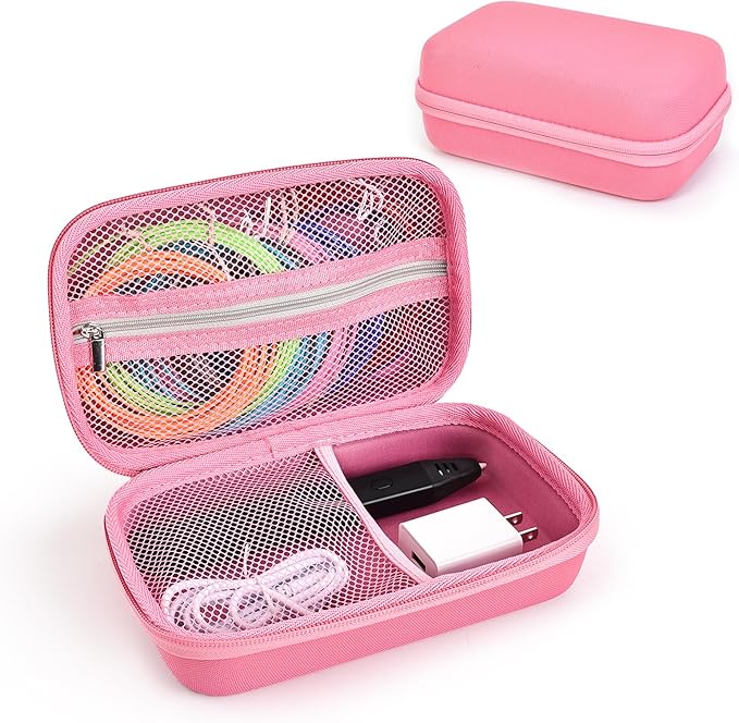 Case Compatible with 3Doodler Start+ Essentials for 3D Pen Set for Kids, Carrying Holder Fit for Printing Pens, Storage Organizer for Printing Filament Refill, Micro-USB Charger (3D-04B-Pink) by TATAVR