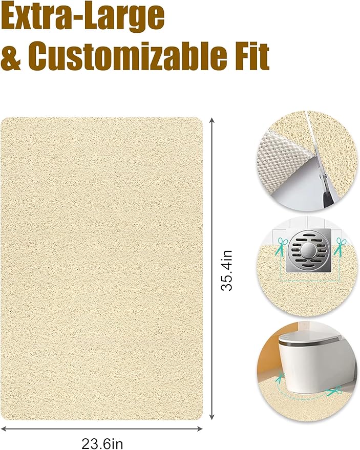 Large Shower Mat, Yonala 23.6 x 35.4 Inch Non Slip Shower Mats for Inside Shower, Soft PVC Loofah Shower Floor Mat, Quick Drying, Easy Clean - Image 2