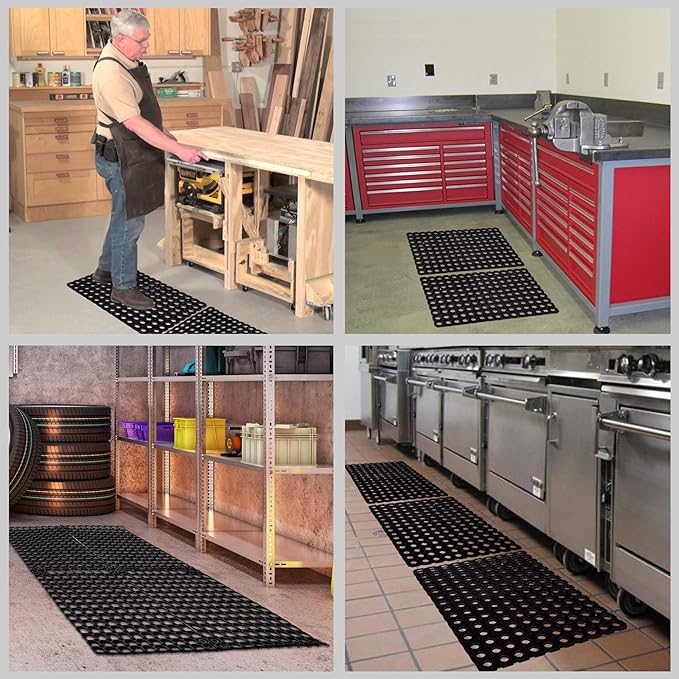 SafetyCare Interlocking Rubber Drainage Floor Mat - Anti-Fatigue - 24 x 16 inches - 12 Mats - Image 3
