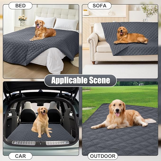 Smiry Waterproof Dog Bed Cover Pet Blanket, Soft Washable Dog Blanket for Furniture Bed Couch Sofa Reversible, Checkered (52"x82", Dark Grey/Dark Grey) - Image 7