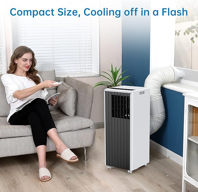 8000 BTU Portable Air Conditioner, 3 in 1 AC Unit Built-In Cool, Dehumidifier & Fan for Rooms Up to 350 Sq.Ft, Energy Saving AC with Remote/24H Timer for Dorms/Indoor Rooms, White and Black - Image 7