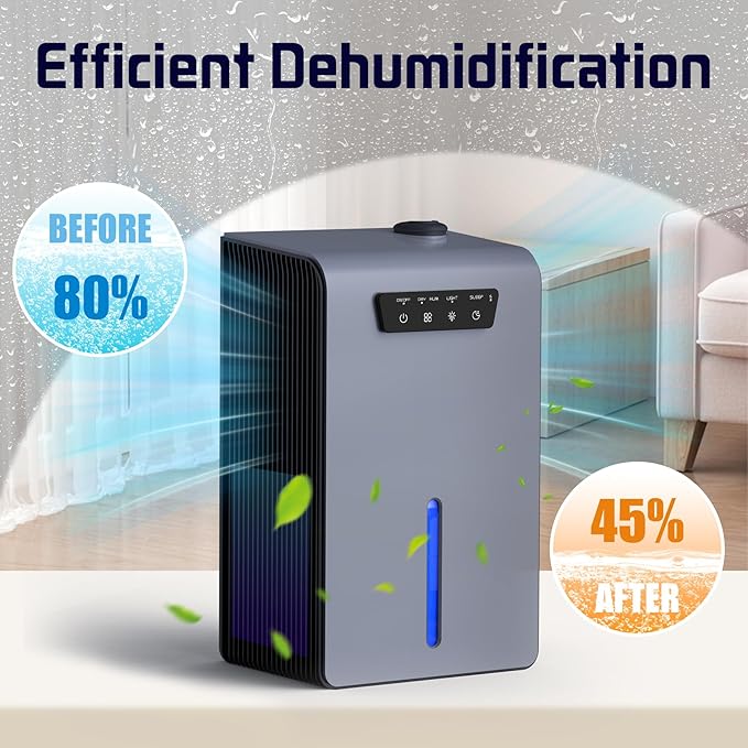 Dehumidifier,2 in 1 Humidifier Dehumidifier Combo,102 OZ Water Tank Dehumidifiers for Home Bedroom,Basement Bathroom,Auto Shut Off,Sleep Mode,7 Colors LED Light - Image 3