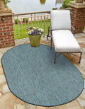 Unique Loom Outdoor Solid Collection Area Rug (6' 1" x 9' Oval Teal/Navy Blue) by UniqueLoom