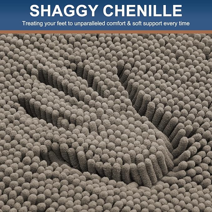 Smiry Luxury Chenille Bathroom Rugs 30x20, Extra Soft and Absorbent Shaggy Bath Mat, Machine Washable, Non-Slip Plush Carpet Runner for Tub, Shower, and Floor, Home Decor Accessories, Latte - Image 3