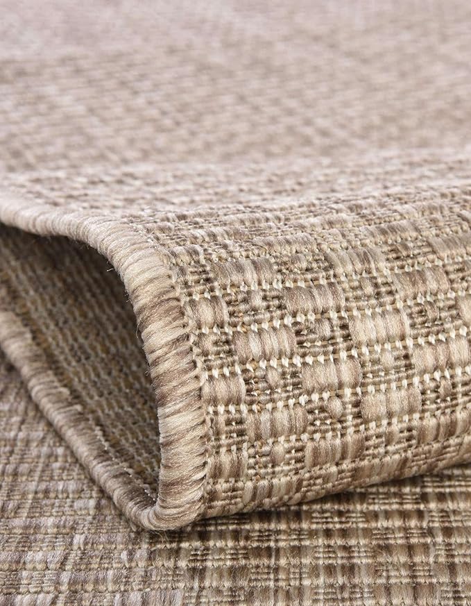 Unique Loom Collection Casual Transitional Solid Heathered Indoor/Outdoor Flatweave Area Rug (2' x 8' Runner, Beige/Ivory) - Image 6