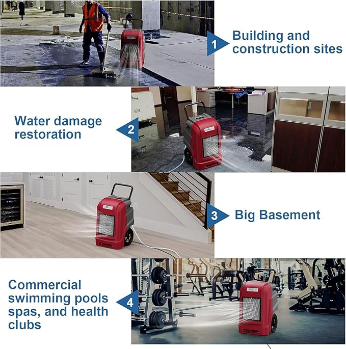 ALORAIR 190 Pints LGR Commercial Dehumidifier with Pump & Drain Hose, up to 2,600 Sq.Ft Industrial Dehumidifiers for Home, Water Damage Restore, Basements, Job Sites, 5 Years Limited Warranty - Image 7