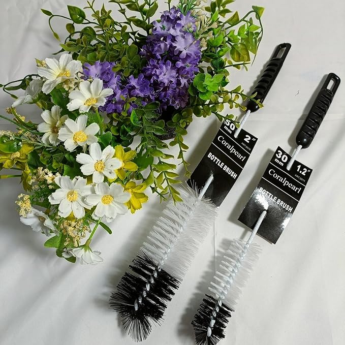 Coralpearl Bottle Brushes Thin Long Handle X 2, Utility Skinny Wire Cleaner Set Big Small, Bendable Flexible for Cleaning Narrow Neck Water, Beer, Wine, Baby Bottles, Pipes, Tubes, Hoses, and Flasks - Image 3