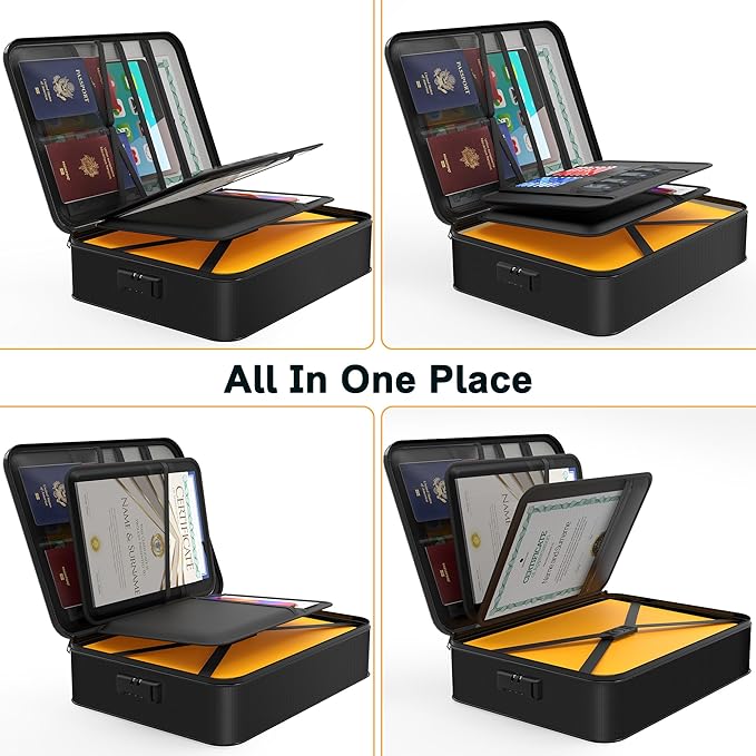 Noiposi Document Organizer with 5200℉ Heat Insulated, 16.1"x11.4"x4.3" Waterproof and Fireproof Document Box with Lock, Home Strong Fireproof Safe Storage Box for Legal Size Documents and File - Image 3