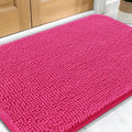 OLANLY Dog Door Mat for Muddy Paws 30x20, Absorbs Moisture and Dirt, Absorbent Non-Slip Washable Doormat, Quick Dry Chenille Mud Mat for Dogs, Entry Indoor Entryway Carpet for Inside Floor, Hot Pink by OLANLY