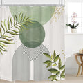 Sage Green Boho Shower Curtain 72Wx78H Modern Bohemian Abstract Leaves Olive Dark Green Mid Century Plant Bathroom Decor Minimalist Geometric Arch Bath Curtain Fabric Polyester 12 Pack Hooks by MitpokBrand