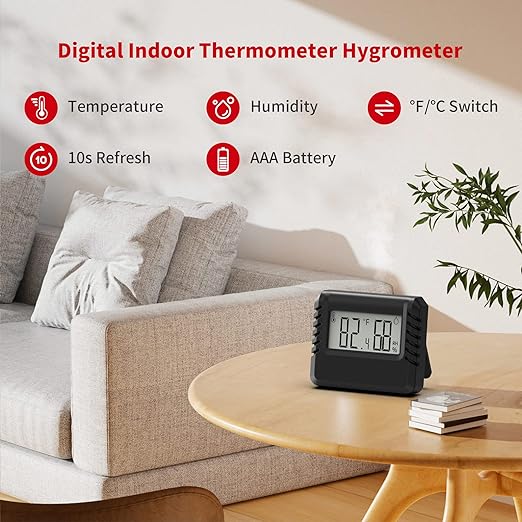2PCS Indoor Thermometer Hygrometer for Home, Room Thermometer Hydrometer with Accurate Temperature Humidity Sensor for Greenhouse Baby Room Office - Image 2
