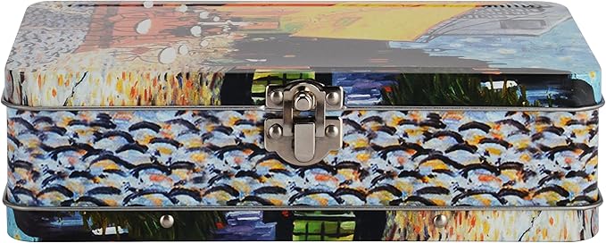 DAHO Metal Storage Box with Hinge for Office, School, Home, Makeup, Arts & Crafts and Accessories (Cafe Terrace At Night) - Image 3