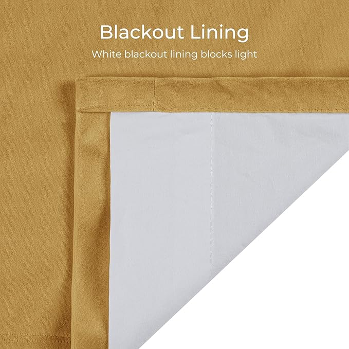 TWOPAGES Luxury Velvet Curtain Pinch Pleated Sunset Yellow Curtain 96 inch Long Thermal Insulated Blackout Drapes for Bedroom Living Room Indoor Window (1 Panel,Sunset Yellow,52Wx96L) - Image 4
