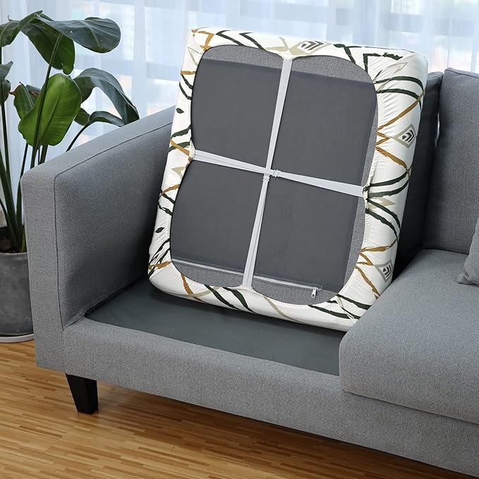 Fuloon Sofa Cushion Covers, Stretch Printed Seat Cushion Cover Couch Seat Slipcovers Washable Furniture Protector for Armchair Loveseat Sofa (Green, 3 PCS) - Image 5