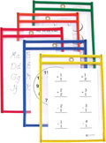 C-Line Reusable Dry Erase Pockets, 6 x 9 Inches, Assorted Primary Colors, 10 Pockets per Pack (41610) by C-Line