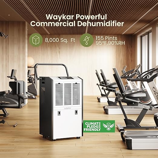 Waykar 155 Pints Large Commercial Dehumidifier with Drain Hose and Water Tank, Industrial Dehumidifier in Large Space up to 8000 Sq. Ft for Home, Basements, Whole House, Library - Image 4