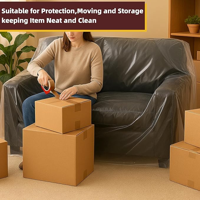 Yotelab Plastic Furniture Cover for Moving and Storage, Plastic Love Seat Couch Cover Protector, Waterproof and Dustproof Clear Moving Bags for Loveseat Bench Sofa, 68Wx42Dx62H/41H Inches (No Seal) - Image 4