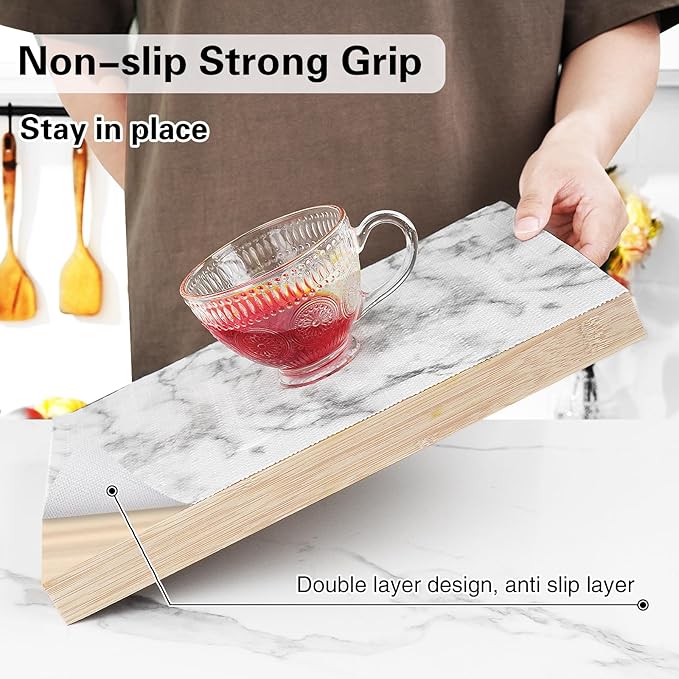 Drawer and Shelf Liner for Kitchen Cabinet,Non-Adhesive Cabinet Liner 12in x 20FT,Waterproof Shelf Paper Non-Slip Mats Cupboard Liners Contact Protect Dresser/Shelves/Table-Marble - Image 3
