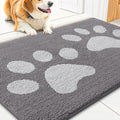 Smiry Dog Door Mat for Muddy Paws, Absorbs Moisture and Dirt, Low-Profile Entryway Mat with Non-Slip Backing, Entry Indoor Outdoor Doormat for Inside Floor (30x20 Inches, Light Grey, Paw) by Smiry