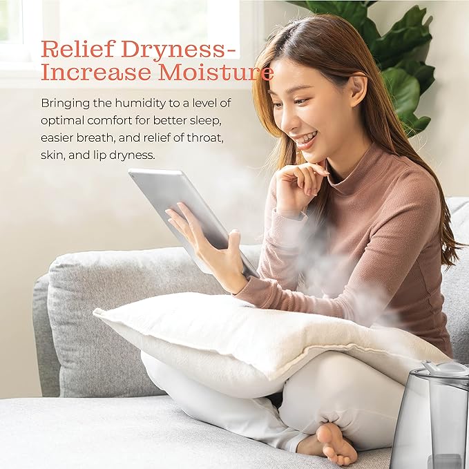 Cool Mist Humidifiers for Bedroom - 2.2L Water Tank, Baby, Office, Quiet Ultrasonic Air Vaporizer, Adjustable Mist Level, 360 Nozzle Rotation, Auto-Shut Off, Large Area Humidifier Easy Fill and Clean - Image 8