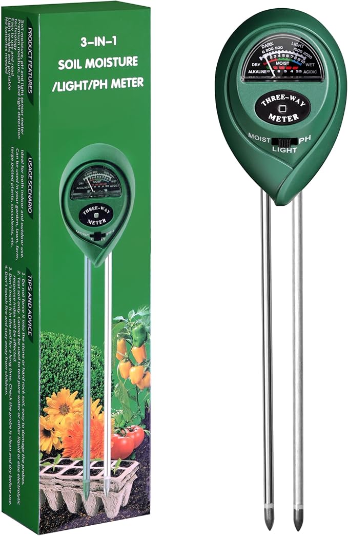 iPower 3-in-1 Soil Moisture/pH/Light Meter, Soil Test kit for Indoor & Outdoor Use, Suitable for House Plants, Garden, Lawn, Farm - Image 2