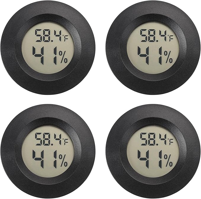 Mini Hygrometer Digital Thermometer Humidity Meter Hygrometer Thermometers Indoor/Outdoor Humidity Monitor Reptile Thermometer for Greenhouse Garden Cellar Fahrenheit(℉)/ Celsius(℃) 4 Pack by SerundoAuto