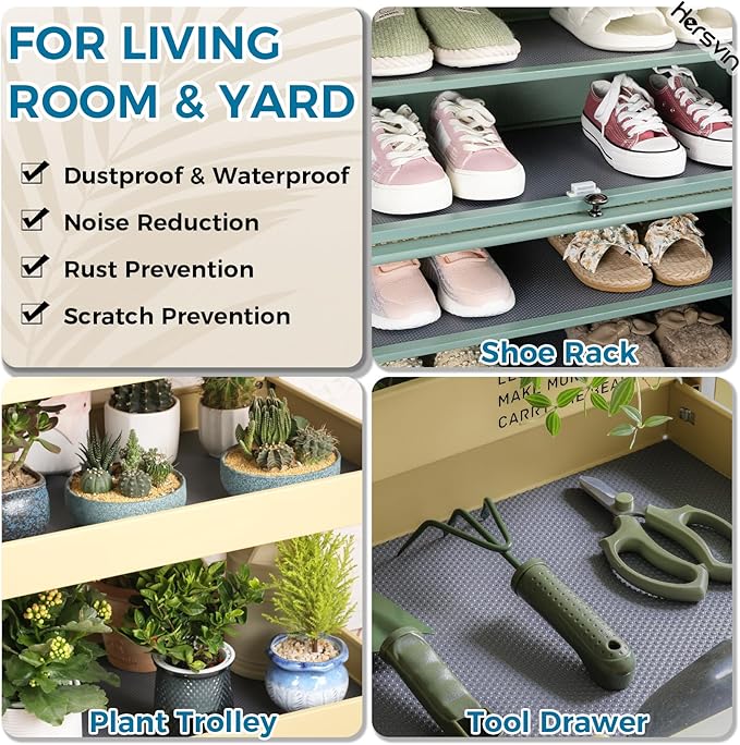 Hersvin Shelf Liners, 12in x 20ft Kitchen Drawer Mats, Non-Adhesive EVA Cupboard Protector, Cabinet Lining (Dark Gray/Dot) - Image 9