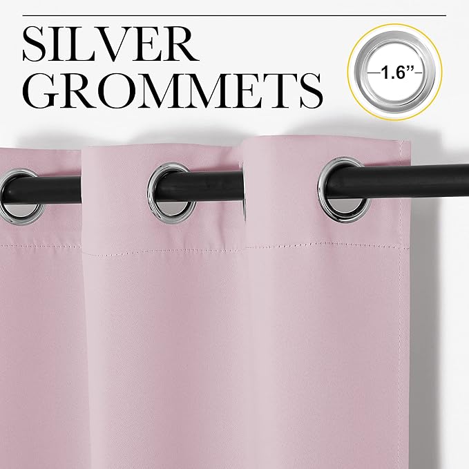NICETOWN Blackout Curtain 68 inch Long, 55 inches Width, 1 Panel, Baby Pink, Thermal Insulated Window Treatment with Grommet Room Darkening Thermal Insulated Panel for Bedroom/Living Room - Image 2