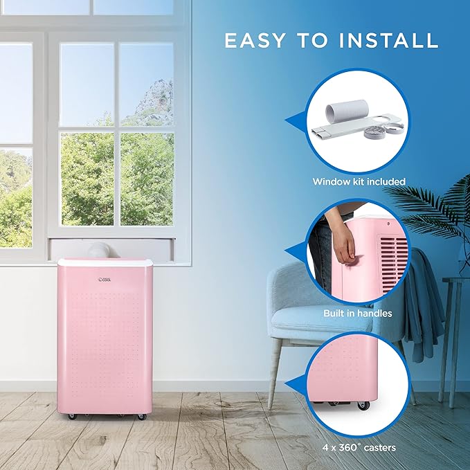COMMERCIAL COOL Portable Air Conditioner, Dehumidifier & Fan, Portable Air Conditioner 9,000 BTU Covers up to 400 Sq. Ft. Wi-Fi Enabled, Pink - Image 6