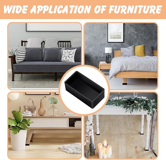 8pcs Rubber 2x4 Wood Post End Cap Rectangle Furniture Leg Caps Black Chair Table Leg Covers(1.5" x 3.5"), End Covers for Lumber Fit (1-1/2" x 3-1/2") 2x4, Anti- Scratches and No Noise - Image 5