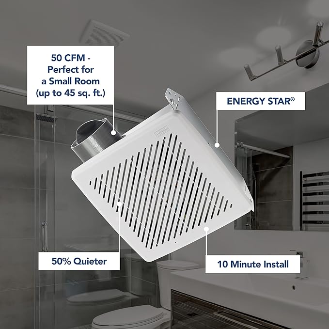 Broan-Nutone® Bathroom Exhaust Fan, 50 CFM Modern Grille, Energy Star Fan, 2.0 Sones - Image 2