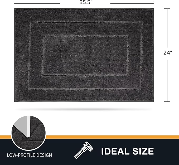 PURRUGS Dirt Trapping Door Mat 24" x 35.5", Non-Slip/Skid Machine Washable Entryway Rug, Dog Doormat, Super Absorbent Welcome Mat for Muddy Wet Shoes and Paws, Charcoal - Image 2