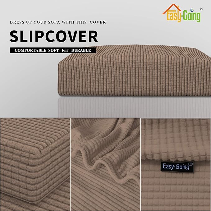 Easy-Going Stretch Loveseat Cushion Cover Sofa Cushion Furniture Protector Sofa Seat Sofa Slipcover Sofa Cover Soft Flexibility with Elastic Bottom(Loveseat Cushion, Camel) - Image 3