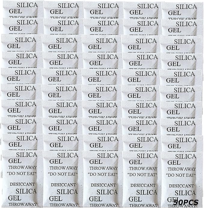 50PCS 5 Gram Silica Gel Packets, Premium Moisture Absorbers, Desiccant Packs for Storage Clothes, Shoes, Electronics, 3D Filament, Safes, Rechargeable Humidity Packs, Dehumidifier Bags, Silica Packets by SmaringRobot