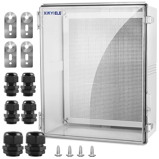 Waterproof Outdoor Project ABS Plastic Junction Box IP67 Weatherproof Dustproof Enclosure with Hinged Cover, Mounting Plate,Wall Brackets for Power Project (Clear,19.7"x15.7"x7.9") by XINYIELE
