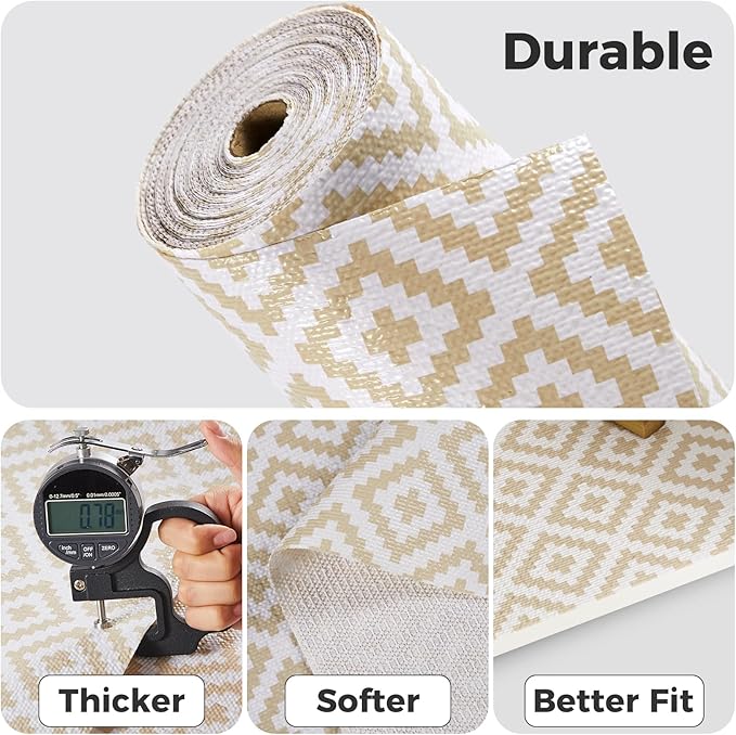 Shelf and Drawer Liner, 18" x 120" Non Slip Kitchen Cabinet Liners Waterproof Non Adhesive, Grip Shelves Bathroom Pantry Dresser Paper, Beige - Image 7