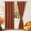 Hiasan Blackout Curtains for Bedroom, 52 x 84 Inches Long - Thermal Insulated & Light Blocking Window Curtains for Living Room/Kids Room Fall Home Decor, 2 Drape Panels Sewn with Tiebacks, Burnt Ochre by Hiasan