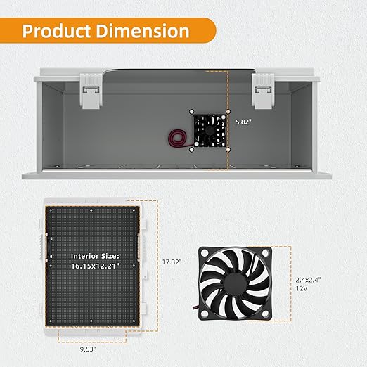 Joinfworld Vented Outdoor Enclosure Box 18.1x12.6x6.4 Outdoor WiFi Enclosure Waterproof White Nema Electrical Box with Cooling Fan for Electronics - Image 2