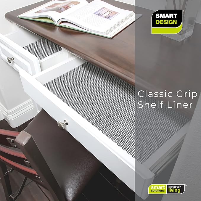 Smart Design Classic Grip Shelf Liner – 12in x 20ft – Non-Adhesive Drawer Liner with Strong Grip Helps Protect and Personalize Your Home Organization and Storage – Graphite Gray - Image 7