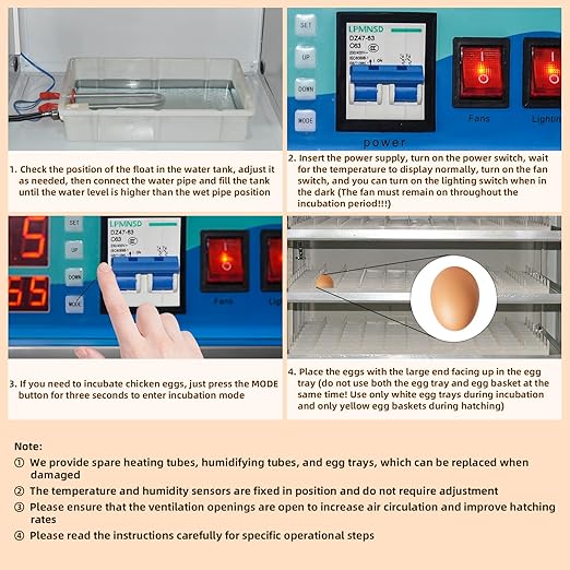 XKV 176 Eggs Incubator with Automatic Egg Turning,Temperature Humidity Control,Automatic Digital Egg Hatcher,For Chick,Duck,Poultry,Industrial Brooding Machine Chicken Incubator for Farm,Home,Indoor - Image 3