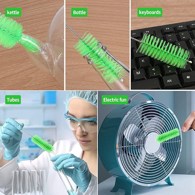 CiaraQ Bottle Cleaning Brushes, 8 Inch Nylon Tube Brush Set, Cleaner for Narrow Neck Bottles Cups with Hook, Set of 10pcs. - Image 7
