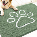 OLANLY Dog Door Mat for Muddy Paws 30x20, Paw Print Design, Absorbs Moisture and Dirt, Non-Slip Washable Doormat, Quick Dry Chenille Mud Mat, Entry Indoor Entryway Carpet, Olive Green and White by OLANLY