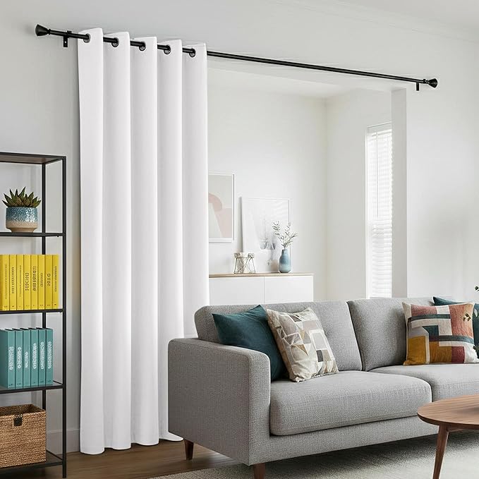 BONZER Room Dividers Curtain - Room Darkening Privacy Noise Reduce Thermal Insulating Window Curtains for Bedroom Living Room Doorway, 84L x 60W Inch (7L x 5W ft), 1 Panel, Greyish White - Image 3