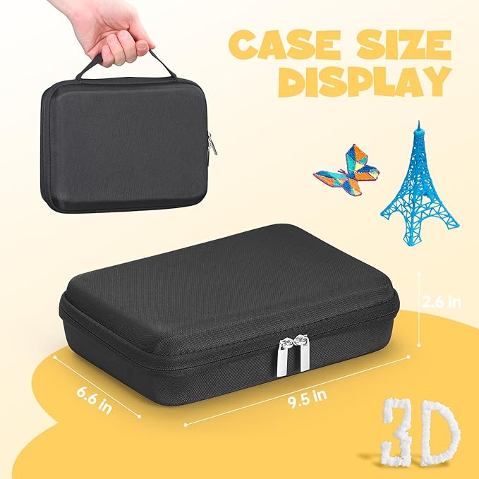 Case Compatible with 3Doodler Start+ Essentials for 3D Pen Set for Kids, Carrying Holder Fit for Printing Pens, Storage Organizer for Printing Filament Refill, Micro-USB Charger (3D-05-Black) - Image 3